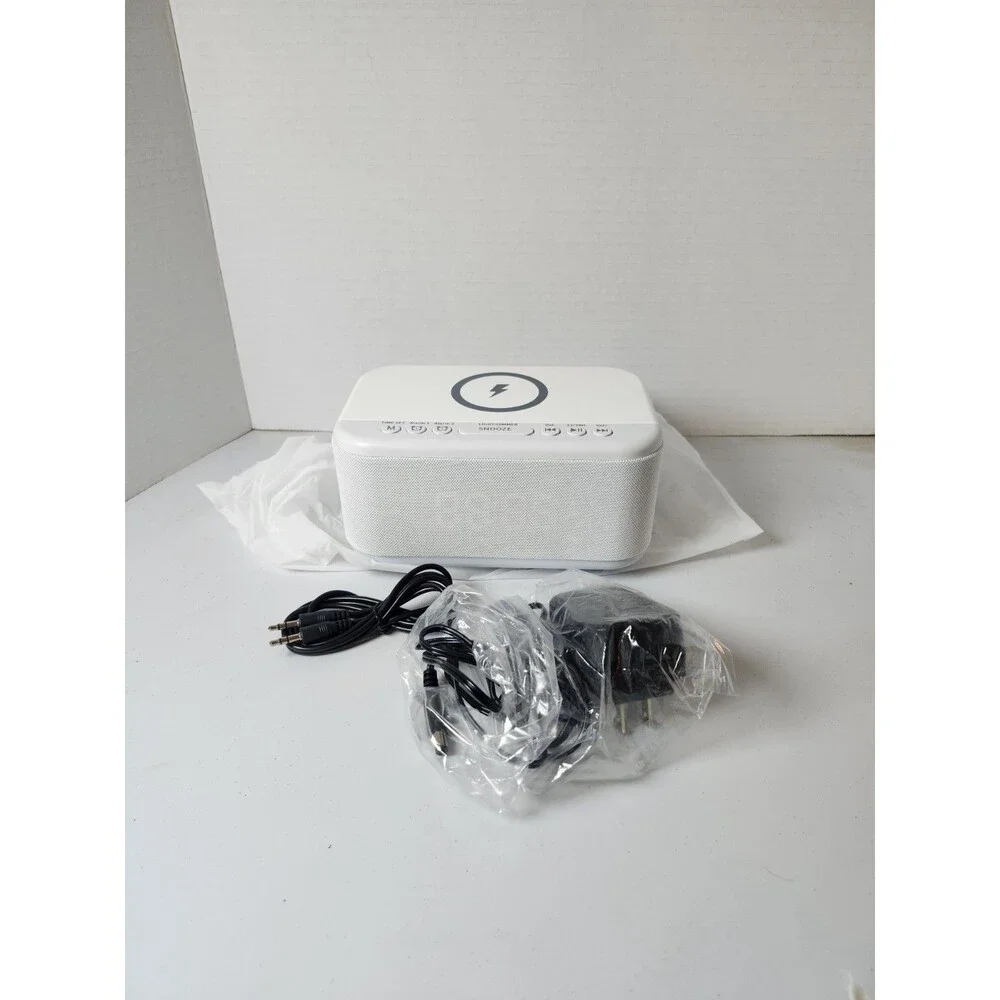 Alarm Clock Speaker Wireless Charger, Digital Clocks Small, White